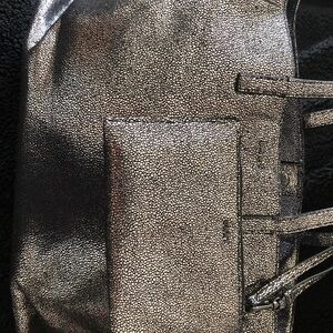 Metallic Silver Women’s Tote Bag with Pouch